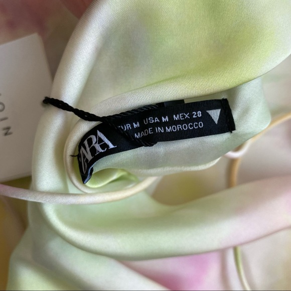 Zara Printed Satin Tie Dye Mini Dress Slip - Picture 16 of 16